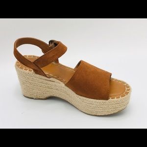 morgan camel suede espadrille wedges
